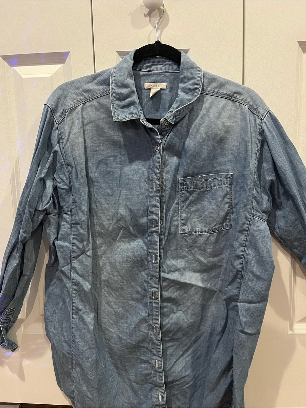Light Blue Denim Shirt Jacket - Casual womens Overshirt